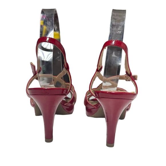 Mootsies Tootsies Sexy Bright Red Shiny Open Toe Heels Sandals Casual Formal - Picture 4 of 11